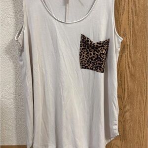 Leopard Pocket White Tank Top